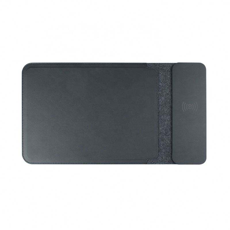 Wireless Charging Desk Pad β PU Leather & Felt Mouse Pad with Built-In Qi Charger