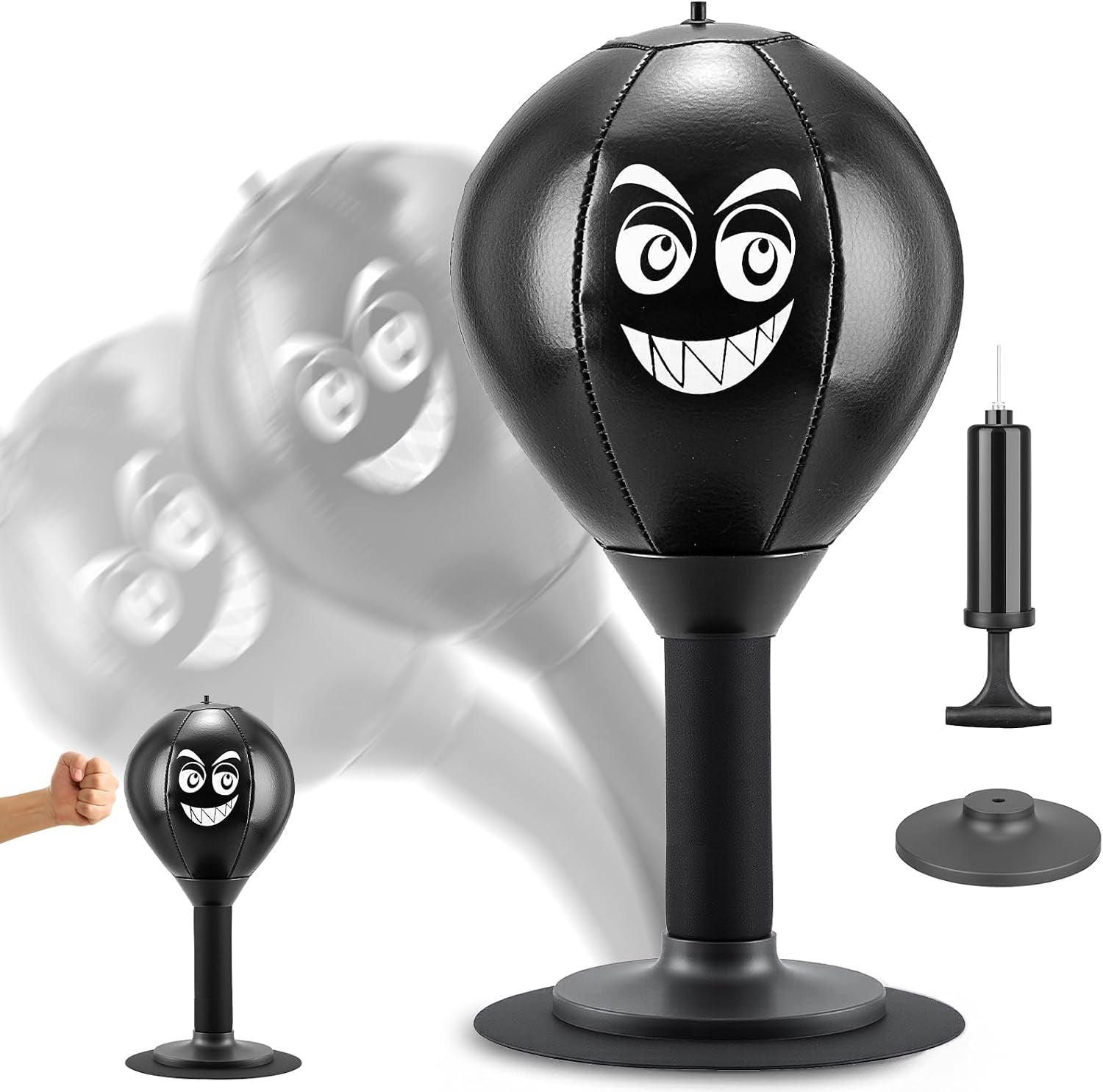 Desktop Punching Bag, Small Relaxing Punch Rage Bag Stress Relief with Upgraded Strong Suction Cup & All-Around Foam Protect Spring, Portable Tabletop Boxing Ball for Adult Youth Office Friends Home