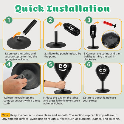 Desktop Punching Bag with Strong Suction Cup, Upgraded Spring Desk Punching Bag, Stress Buster Boxing Training Mini Boxing Ball for Office Home, Funny Stress Relief Gift for Coworkers, Friends