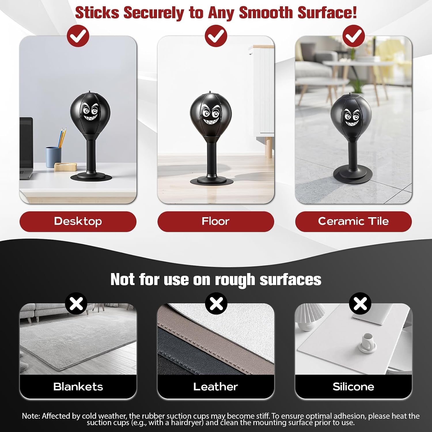Desktop Punching Bag, Small Relaxing Punch Rage Bag Stress Relief with Upgraded Strong Suction Cup & All-Around Foam Protect Spring, Portable Tabletop Boxing Ball for Adult Youth Office Friends Home