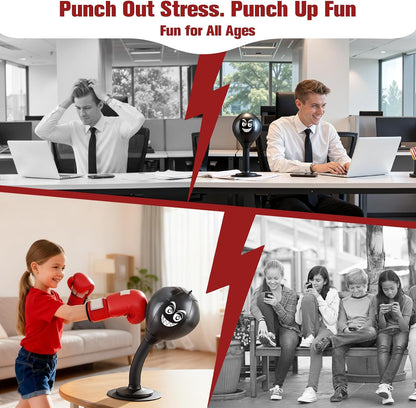 Desktop Punching Bag, Small Relaxing Punch Rage Bag Stress Relief with Upgraded Strong Suction Cup & All-Around Foam Protect Spring, Portable Tabletop Boxing Ball for Adult Youth Office Friends Home
