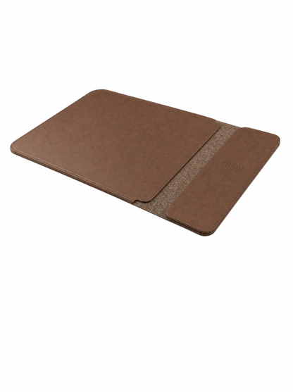 Wireless Charging Desk Pad – PU Leather & Felt Mouse Pad with Built-In Qi Charger