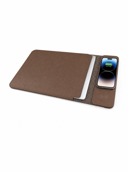 Wireless Charging Desk Pad – PU Leather & Felt Mouse Pad with Built-In Qi Charger