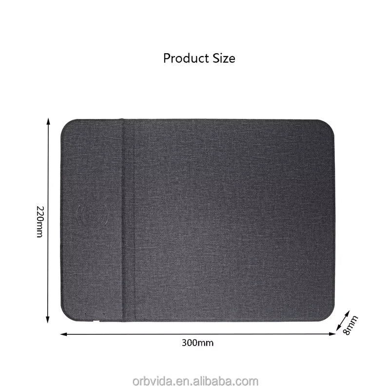 Wireless Charging Desk Pad – PU Leather & Felt Mouse Pad with Built-In Qi Charger