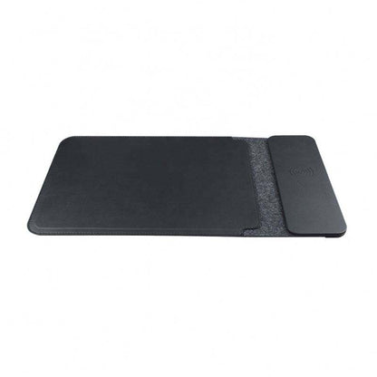 Wireless Charging Desk Pad – PU Leather & Felt Mouse Pad with Built-In Qi Charger