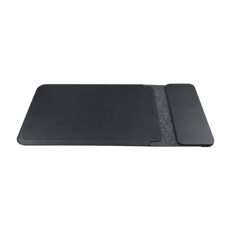 Wireless Charging Desk Pad – PU Leather & Felt Mouse Pad with Built-In Qi Charger