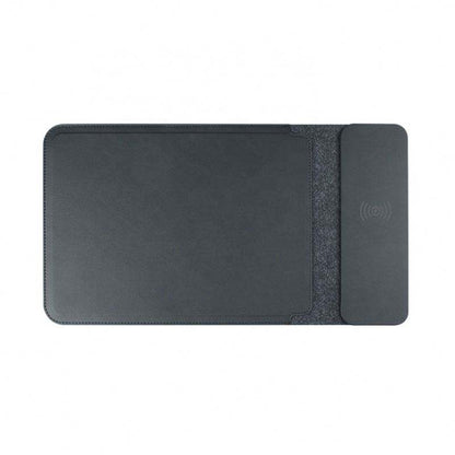 Wireless Charging Desk Pad – PU Leather & Felt Mouse Pad with Built-In Qi Charger