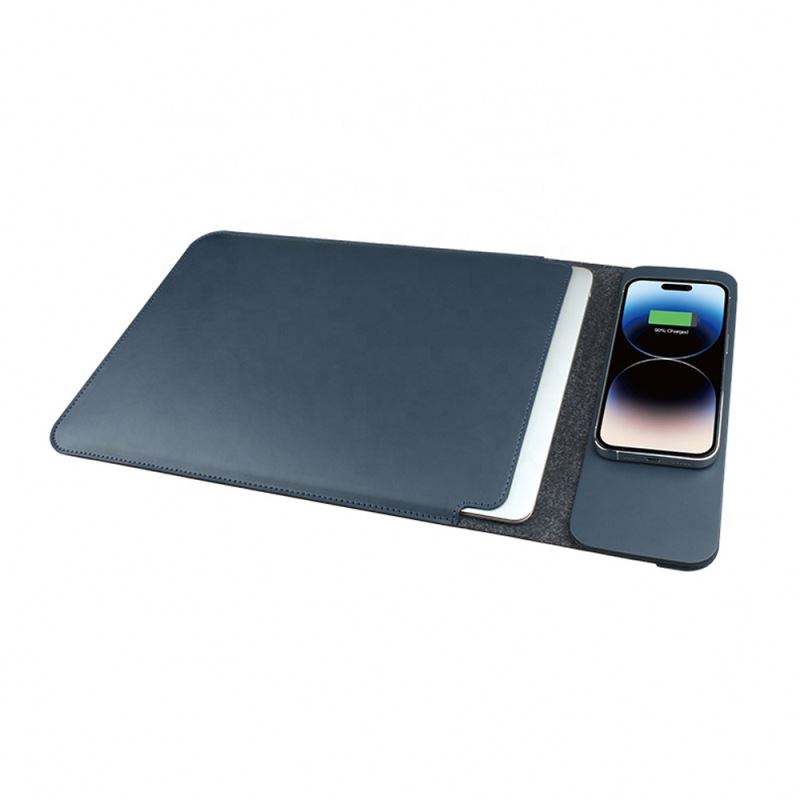Wireless Charging Desk Pad – PU Leather & Felt Mouse Pad with Built-In Qi Charger